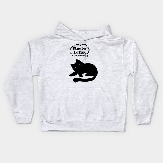 Maybe Later Cute Cat Sleep Design Kids Hoodie by kirayuwi